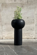 Siyah El Yapımı Doğal seramik Dekoratif  Vazo