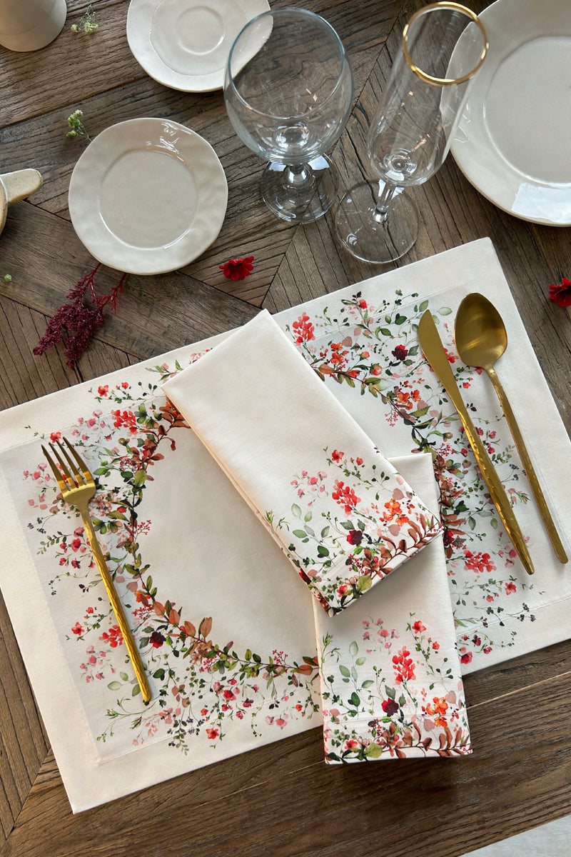 Colorful Flower Patterned 2-Piece Placemat