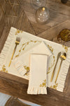 Gold Color Floral Embroidered Frilled 2-Piece Napkin