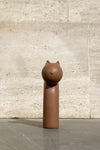 El Yapımı Doğal Seramik Kahverengi Kedi Vazo