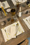 Gold Color Floral Embroidered Frilly 4-Piece Placemat