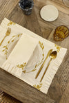 Gold Color Floral Embroidered Frilly 4-Piece Placemat
